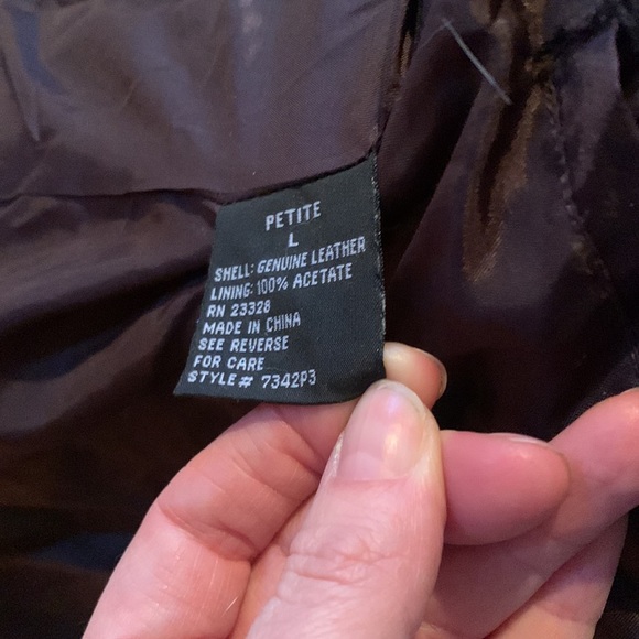 🐮Genuine Leather black coat jacket with brown button inner pocket - Picture 3 of 6